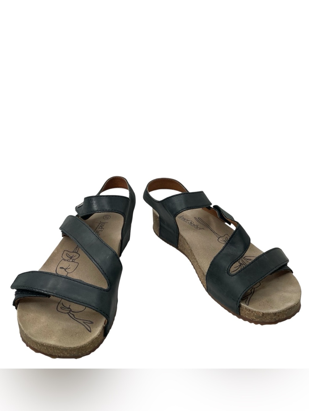 Josef Seibel Tonga 25 Ankle Strap Leather Sandals Black Size US 6.5 M EU 37